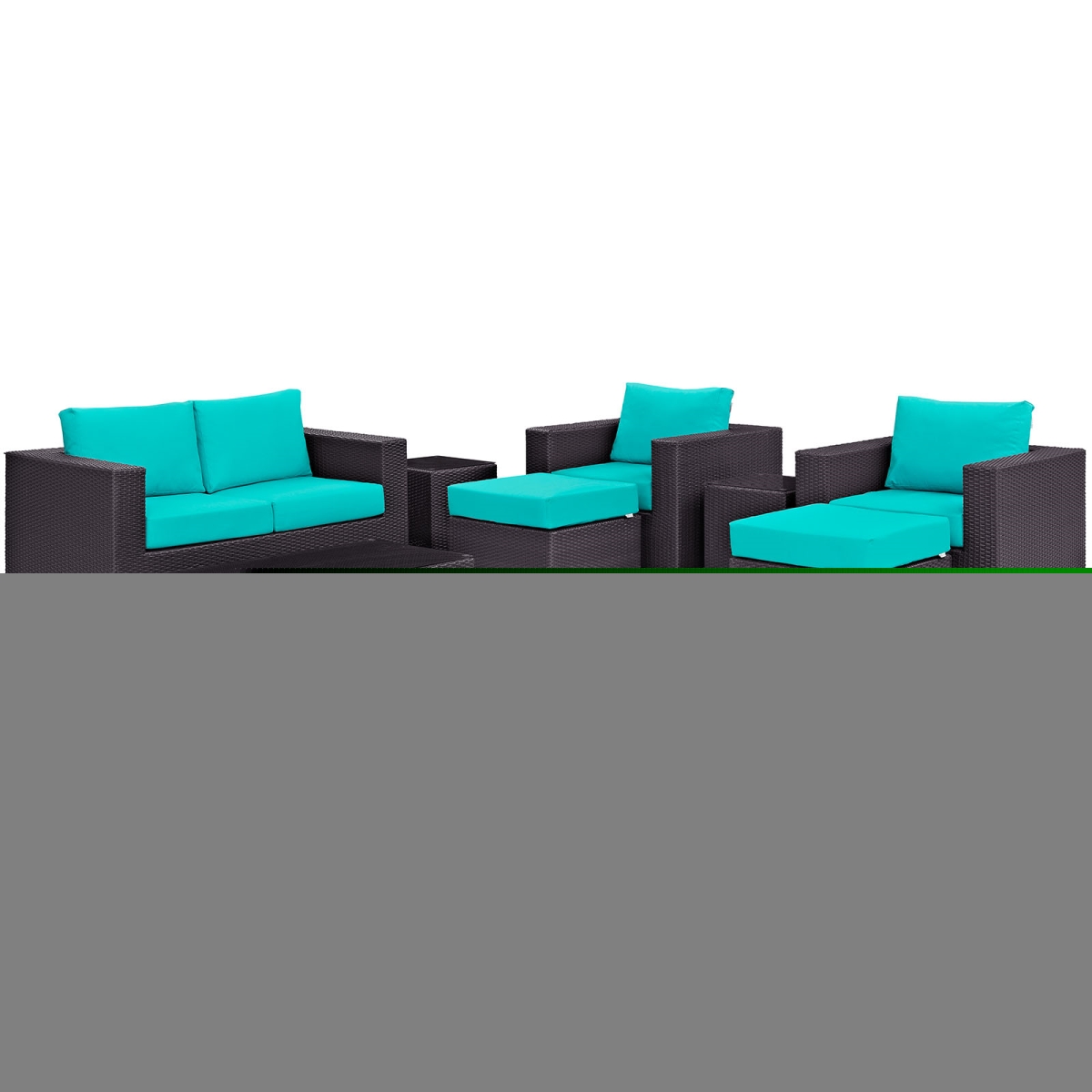 Modway EEI-2159-EXP-TRQ-SET Convene Outdoor Patio Sofa Set, Espresso Turquoise - 8 Piece -  Modway Furniture