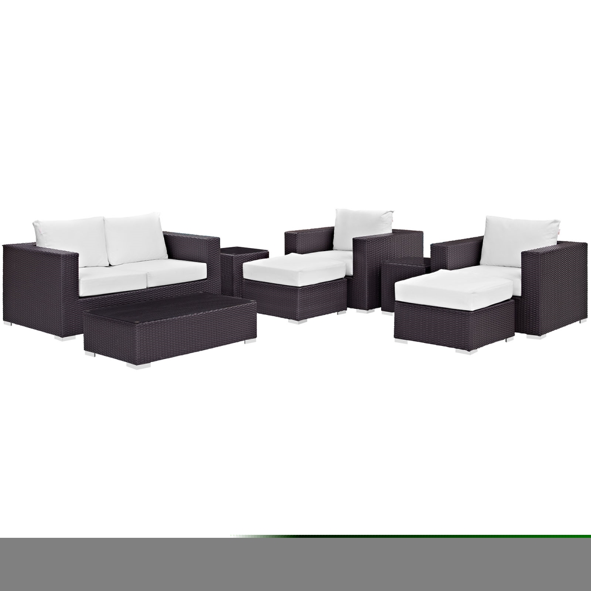 Modway EEI-2159-EXP-WHI-SET Convene Outdoor Patio Sofa Set, Espresso White - 8 Piece -  Modway Furniture