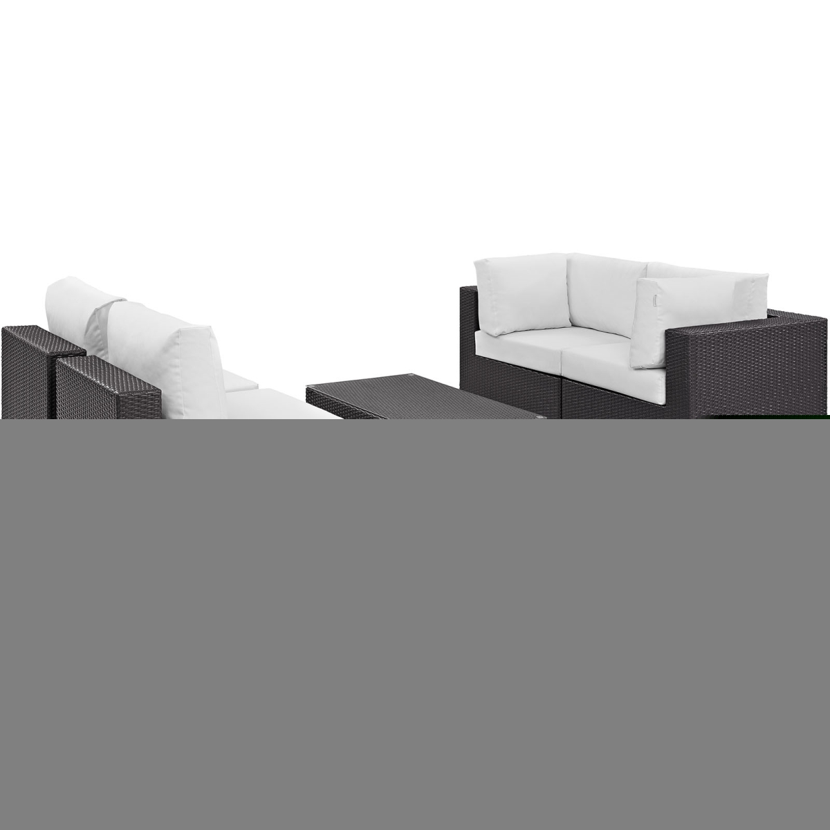 Modway EEI-2163-EXP-WHI-SET Convene Outdoor Patio Sectional Set, Espresso White - 5 Piece