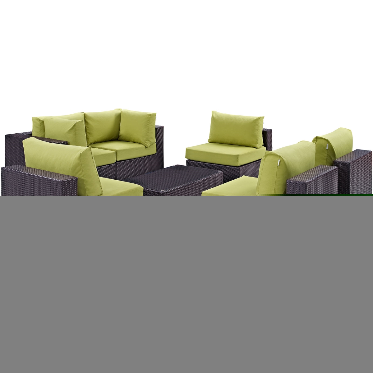 Modway EEI-2164-EXP-PER-SET Convene Outdoor Patio Sectional Set, Espresso Peridot - 7 Piece -  Modway Furniture