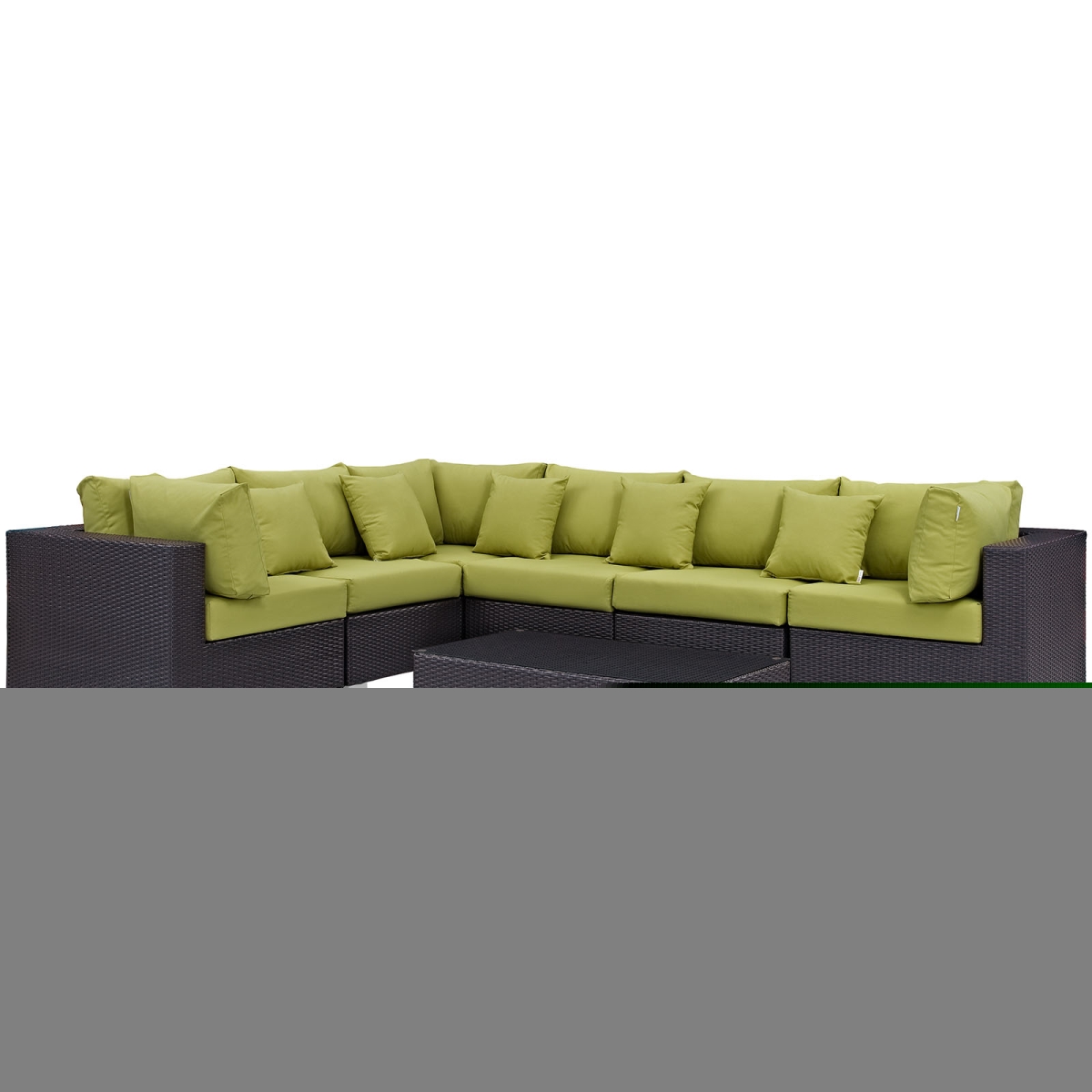 Modway EEI-2168-EXP-PER-SET Convene Outdoor Patio Sectional Set, Espresso Peridot - 7 Piece -  Modway Furniture