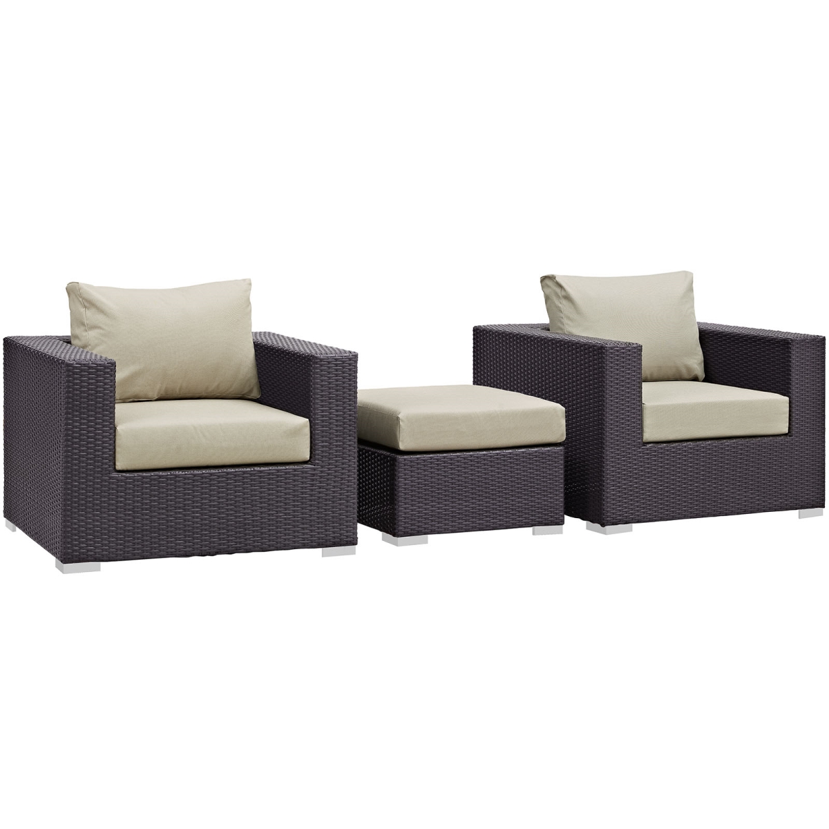 Modway EEI-2174-EXP-BEI-SET Convene Outdoor Patio Sofa Set, Espresso Beige - 3 Piece