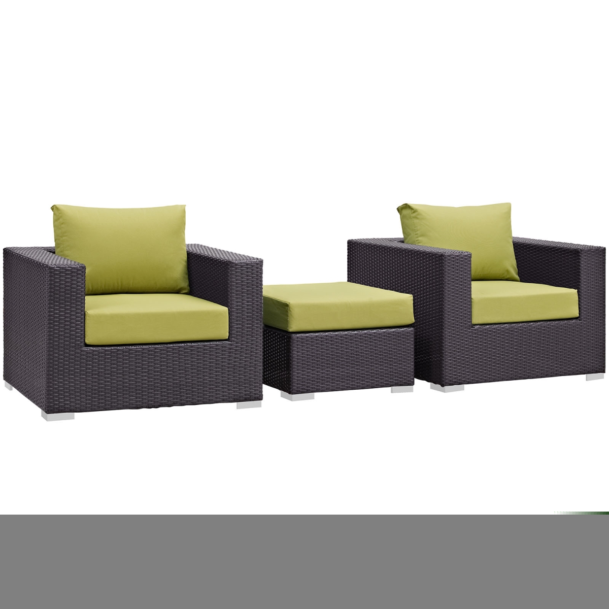 Modway EEI-2174-EXP-PER-SET Convene Outdoor Patio Sofa Set, Espresso Peridot - 3 Piece -  Modway Furniture