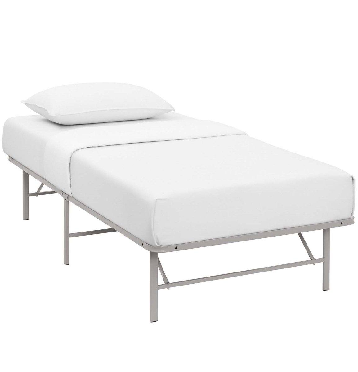 Modway MOD-5427-GRY Horizon Twin Size Stainless Steel Bed Frame, Gray