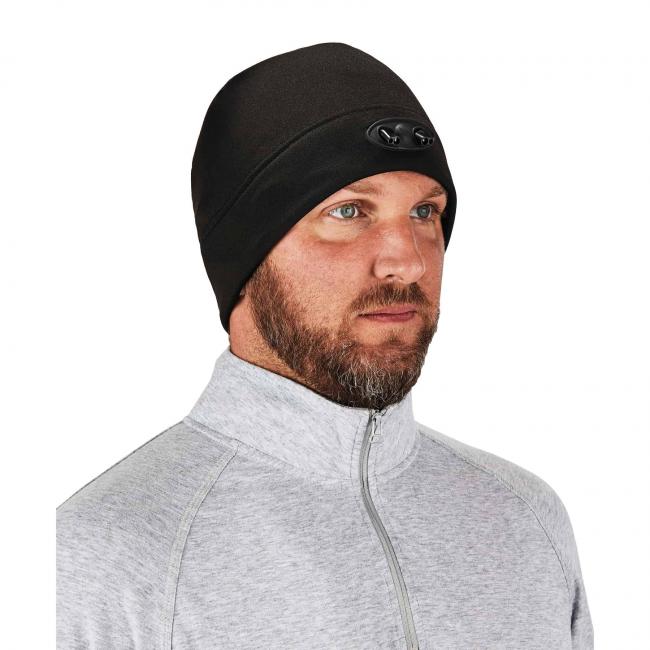 Skull Cap Beanie Hat with LED Lights, Black