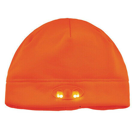 Skull Cap Beanie Hat with LED Lights, Orange