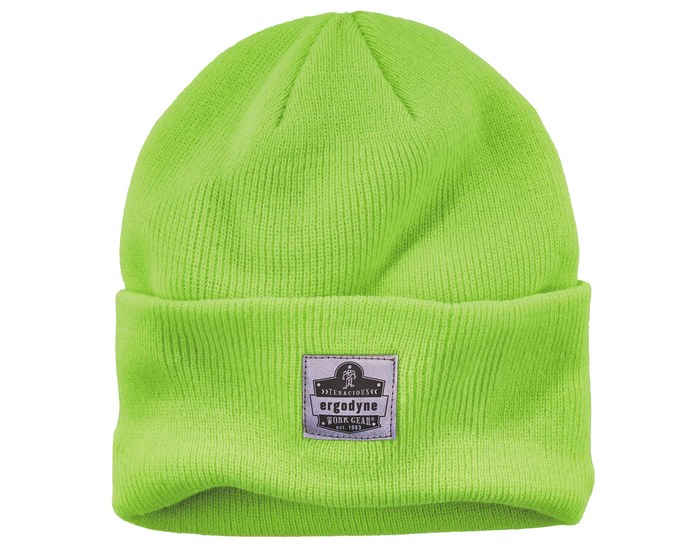 16806 Cuffed Rib Knit Beanie Hat, Lime