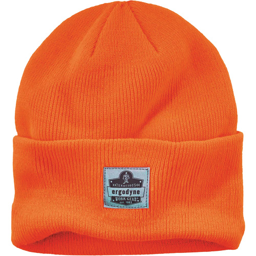 16807 Cuffed Rib Knit Beanie Hat, Orange