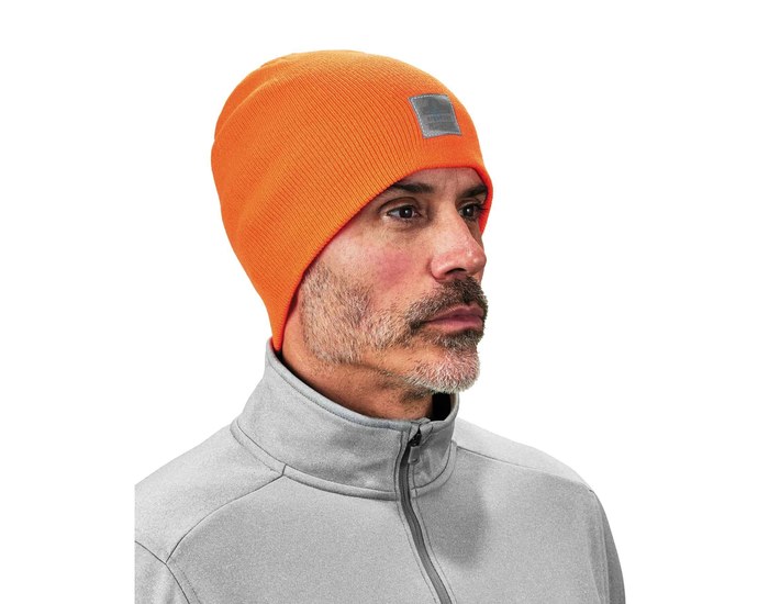 9.25 x 8.5 in. Rib Knit Beanie, Orange