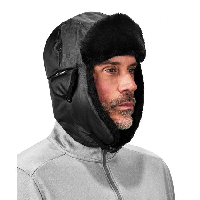 16857 Zippered Trapper Hat, Black - Small & Medium