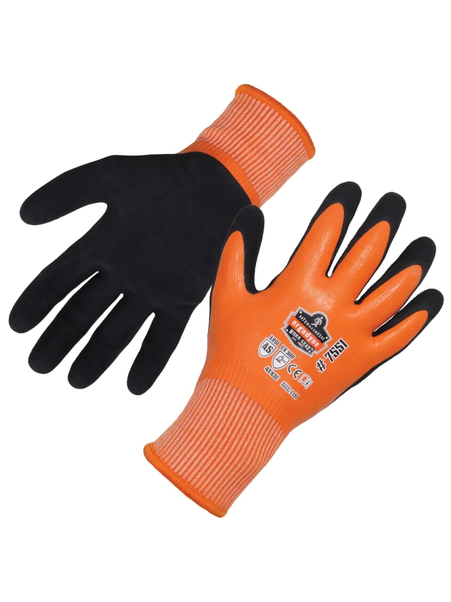 Picture of ProFlex 17674 Latex Coated Waterproof A5 Cut-Resistant Winter Work Gloves&#44; Orange - Large