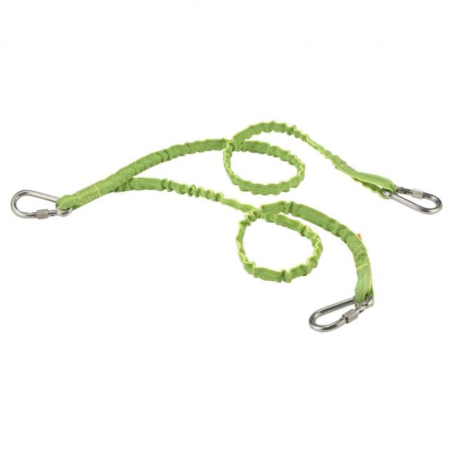 15 lbs Twin Leg Stainless Triple Carabiner Tool Lanyard, Lime - Standard