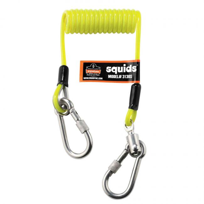 Ergodyne Squids 3130S Lime Coiled Cable Lanyard - 2Lb - 19130