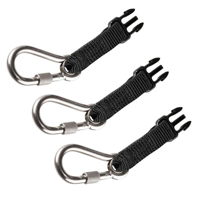 19325 Retractable Tool Lanyard Accessory Pack with SS Carabiner Attachments, Black - Standard
