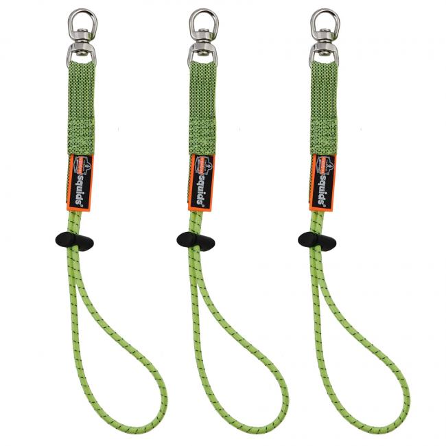 Ergodyne Squids 3713 Elastic Tool Teather 10lb Loop Tail Swivel 3Pack - 19765