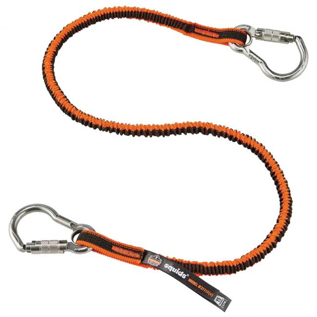 Picture of Squids 19823 15 lbs Tool Lanyard - Dual Stainless-Steel Carabiners&#44; Orange & Gray - Standard
