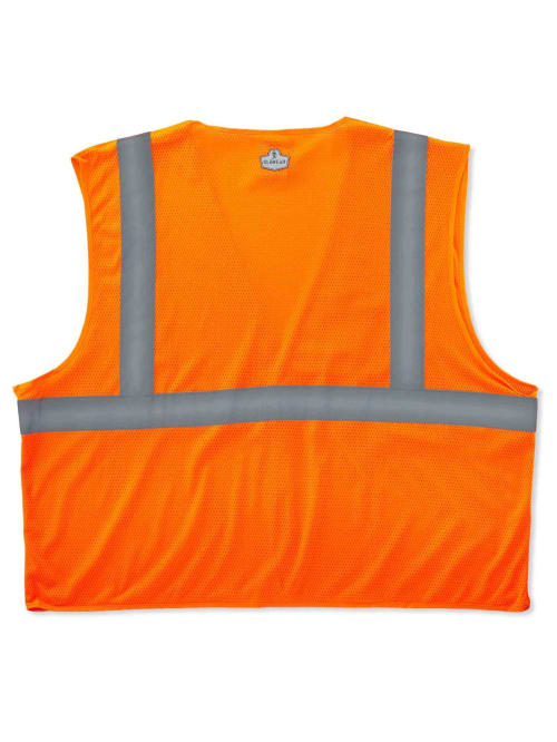 8210HL Mesh Hi-Vis Safety Vest, Mesh Fabric, Polyester Mesh, Orange, Size XS