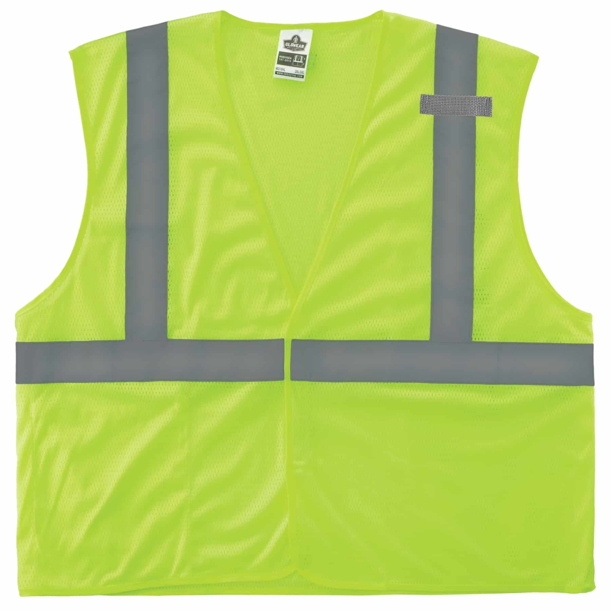 8210HL Mesh Hi-Vis Safety Vest, Polyester Mesh, Mesh Fabric, Lime, Size XS