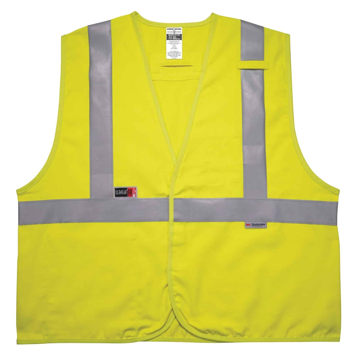 Hi-Vis FR Safety Vest - Class 2, Dual Compliant, Modacrylic, Hook & Loop Closure, Lime, Size 2XL/3XL