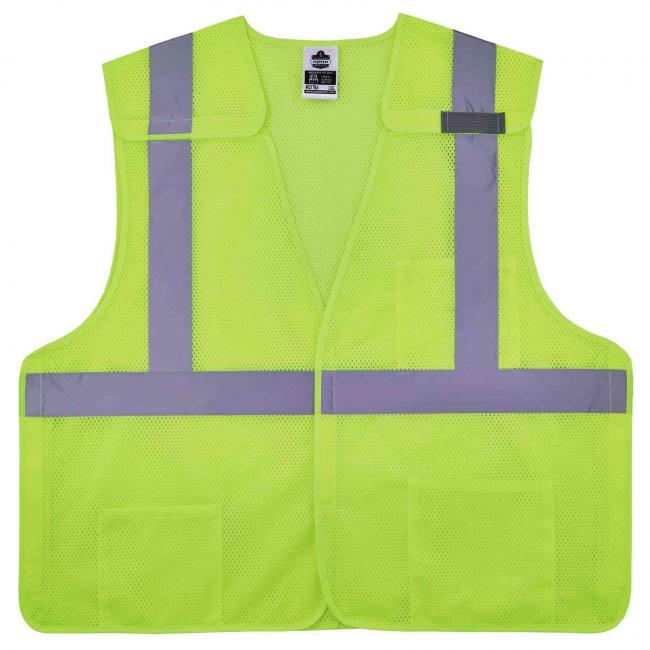 Class 2 High Visibility 5-Point Breakaway Safety Vest, Lime - Small & Medium