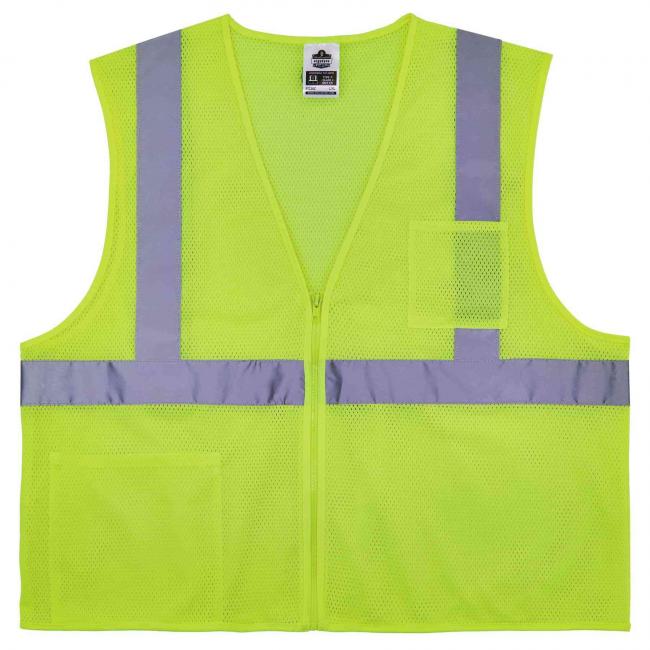 Class 2 Self-Extinguishing High Visibility Safety Vest, Lime - Small & Medium