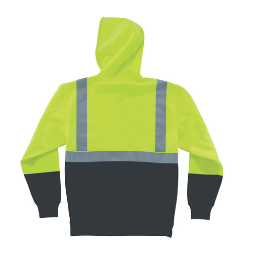 Type R Class 2 Black Bottom Hooded Sweatshirt, Lime - Large