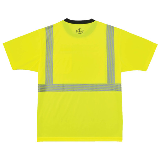 Short Sleeve Hi-Vis Black Bottom T-Shirt, Class 2, Polyester Breathable Knit, Lime/Black, 5XL
