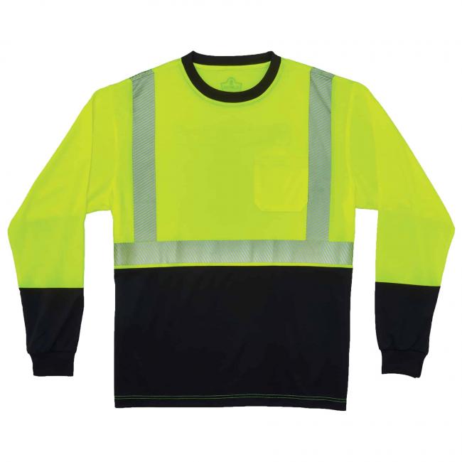 22632 Type R Class 2 Black Front Performance Long Sleeve T-Shirt, Lime - Small