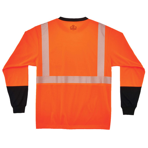 Type R Class 2 Black Bottom Front Performance Long Sleeve T-Shirt, Orange - 4XL