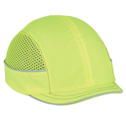 Bump Cap, Micro Brim Baseball, ABS, Hook-and-Loop Suspension, Hi-Visibility Lime