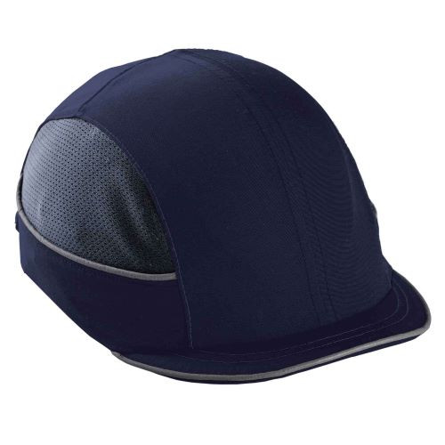 Bump Cap, Micro Brim Baseball, ABS, Hook-and-Loop Suspension, Navy, Fits Hat Size One Size Fits Most