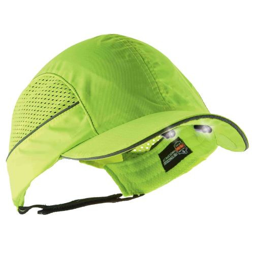 Bump Cap, Short Brim Baseball, ABS, Hook-and-Loop Suspension, Hi-Visibility Lime