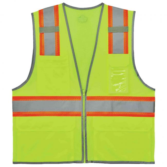 Class 2 Two-Tone Reflective Mesh Vest - Lime - Large & Extra Large - Breathable Design