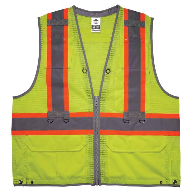 24173 Type R Class 2 High Visibility Tool Tethering Safety Vest, Lime - Small & Medium