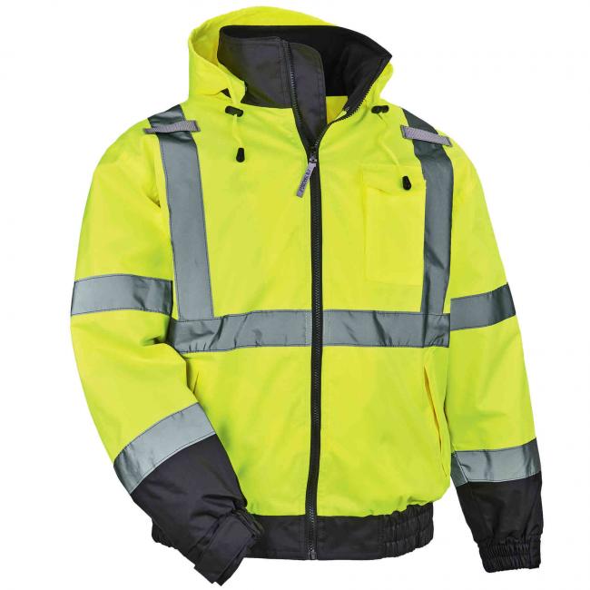 Thermal High Visibility Jacket - Lime - Small - Fleece-Lined & Waterproof