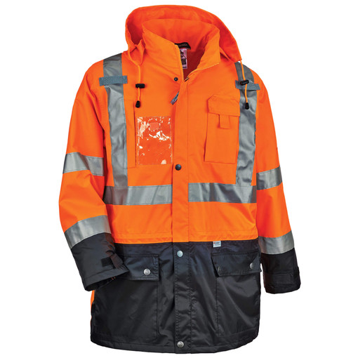 Hi-Vis Jacket, 300D Oxford Polyester Outer Shel, Class 3 Type R, Orange/Black, S