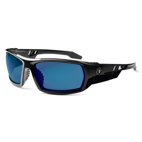 Odin Safety Sunglasses, Black & Blue Mirror Lens