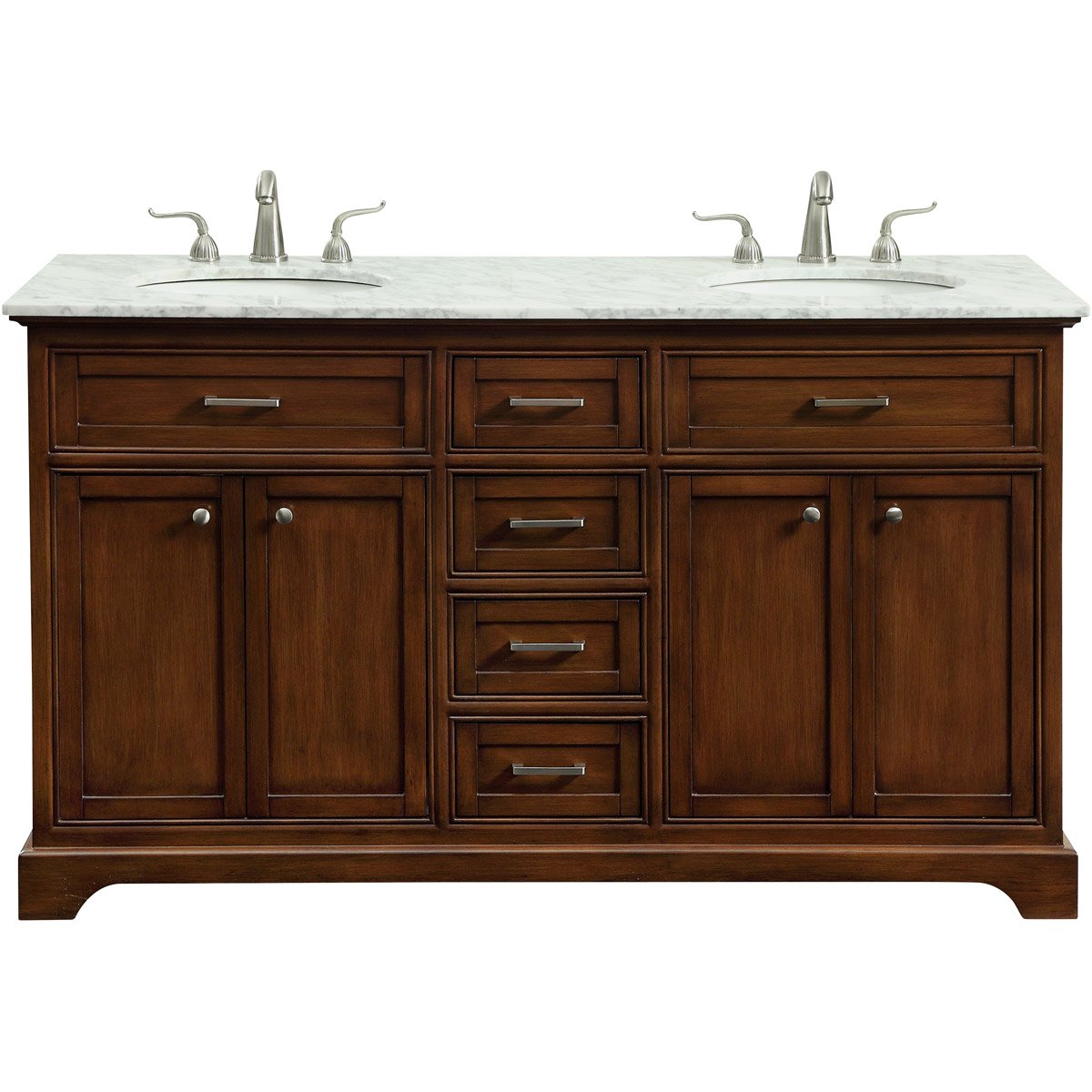 VF15060DTK 60 in. Double Bathroom Vanity Set, Teak -  Elegant Decor