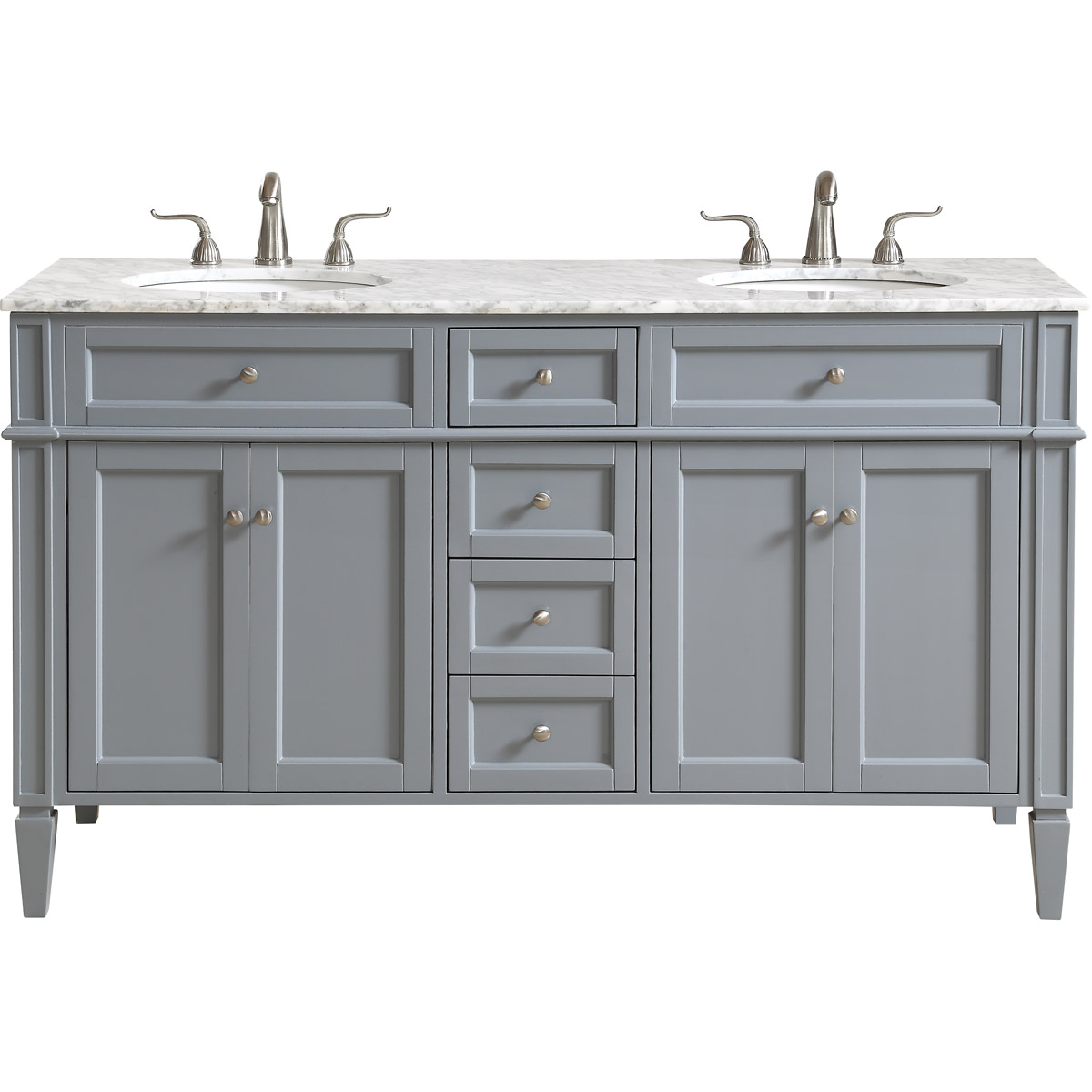 60 in. Double Bathroom Vanity Set, Grey -  Convenience Concepts, HI2961391