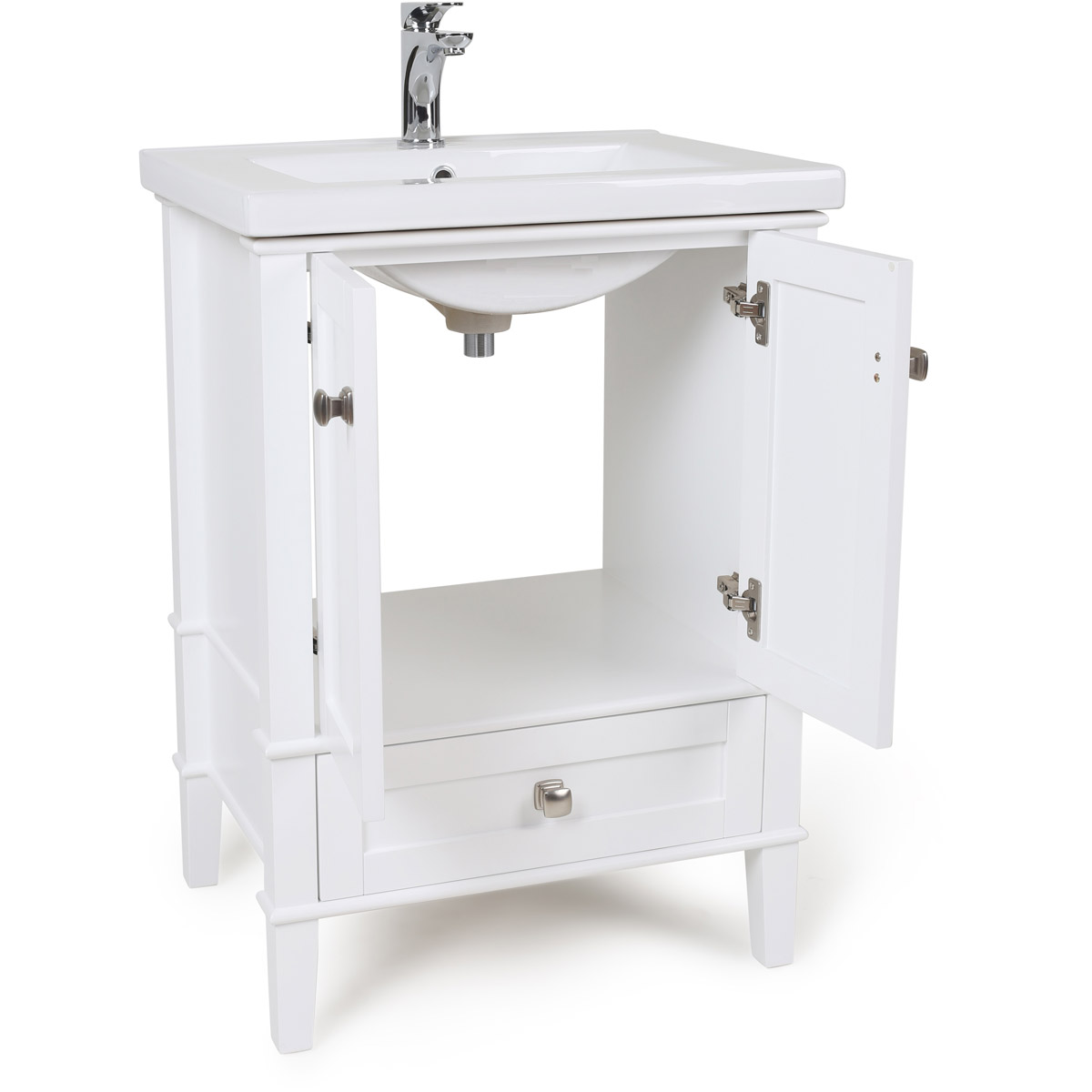 24 in. Single Bathroom Vanity Set - Porcelain Sink, White