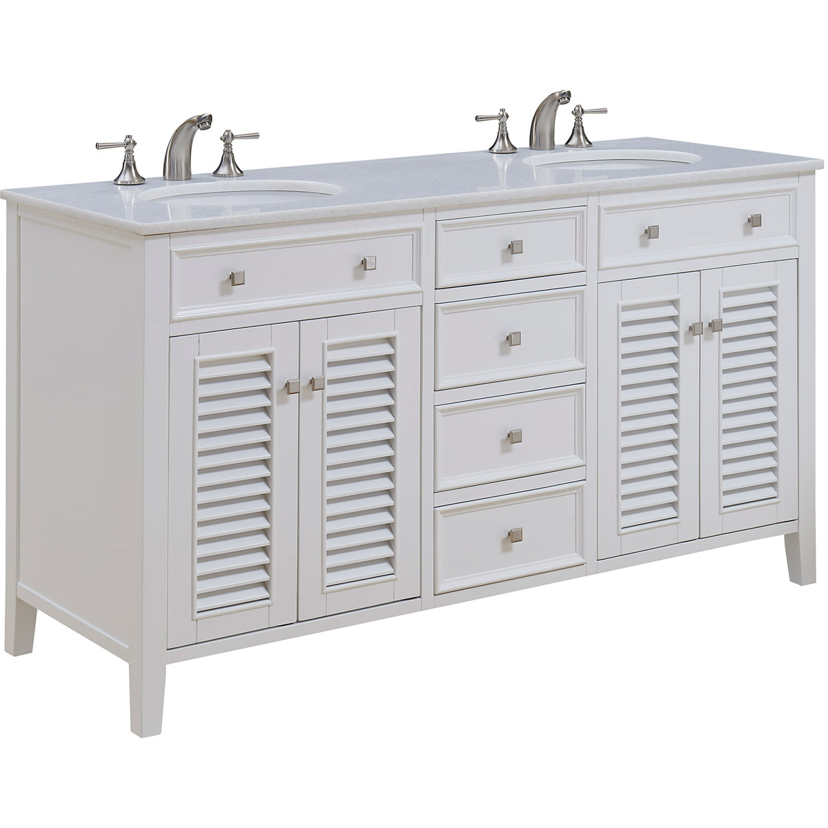 60 in. Double Bathroom Vanity Set, White -  Convenience Concepts, HI276495