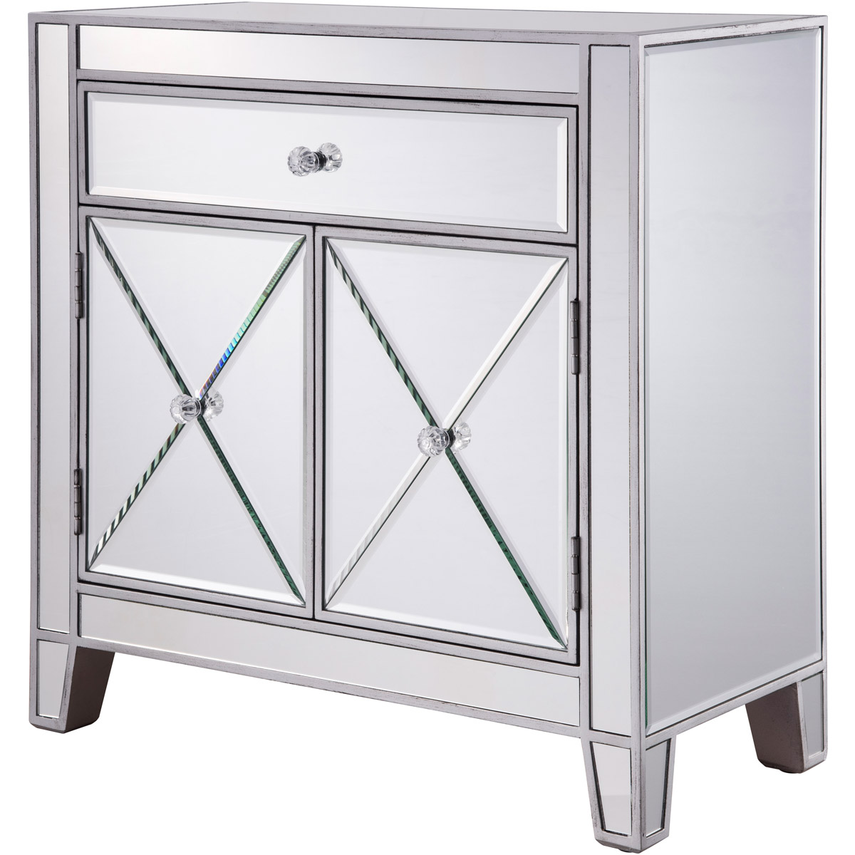 1 Drawer 2 Doors Cabinet Silver Paint