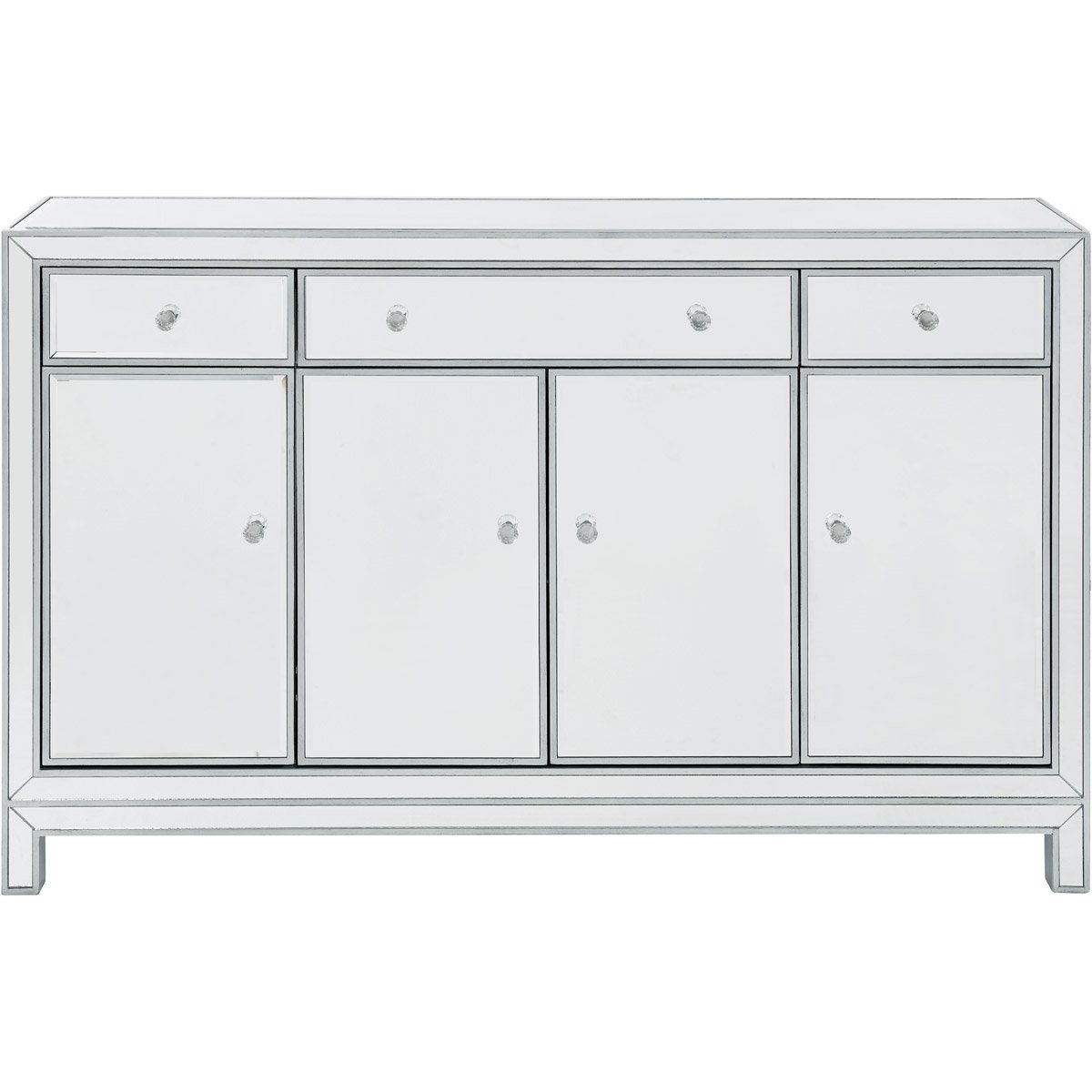 MF72001 Buffet Cabinet 3 Drawers 4 Doors, Antique Silver Paint - 56 x 13 x 36 in -  Elegant Decor