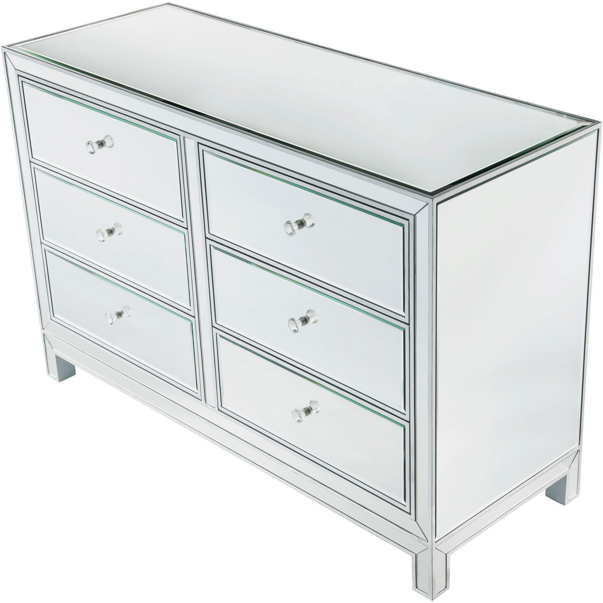 Dresser 6 Drawers, Antique Silver Paint - 48 x 18 x 32 in.