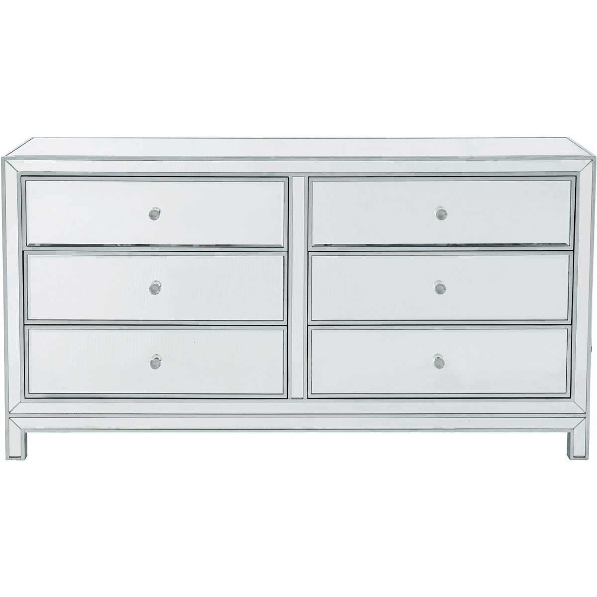 Dresser 6 Drawers, Antique Silver Paint - 60 x 18 x 32 in.