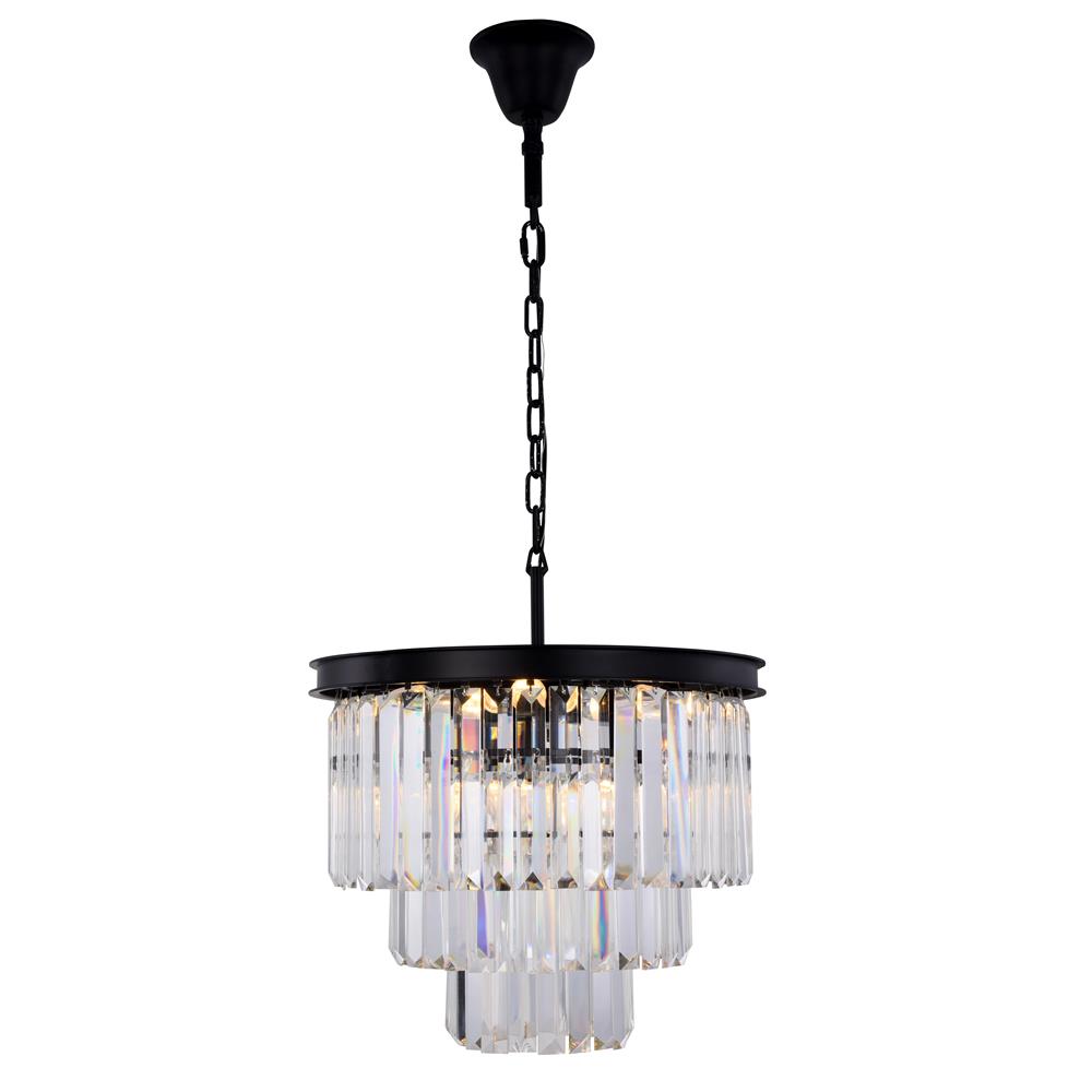 Sydney 9-Light Chandelier - Matte Black - 20.5 in. - Royal Cut Crystals