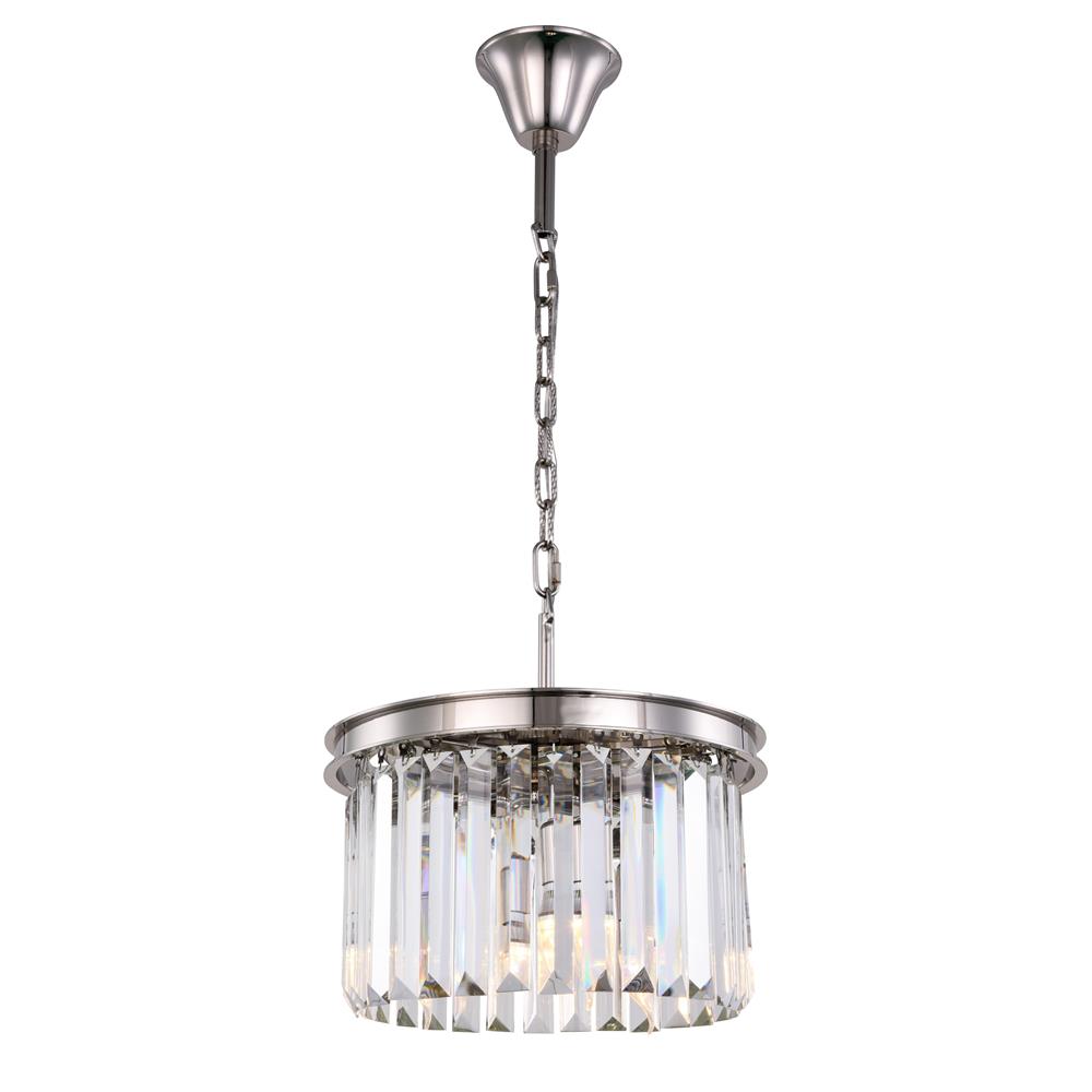 Elegant Lighting 1238D16PN-RC 10.5 x 16 in. Sydney 3 Light Polished Nickel Pendant -  Elegant Furniture & Lighting, 1238D16PN/RC