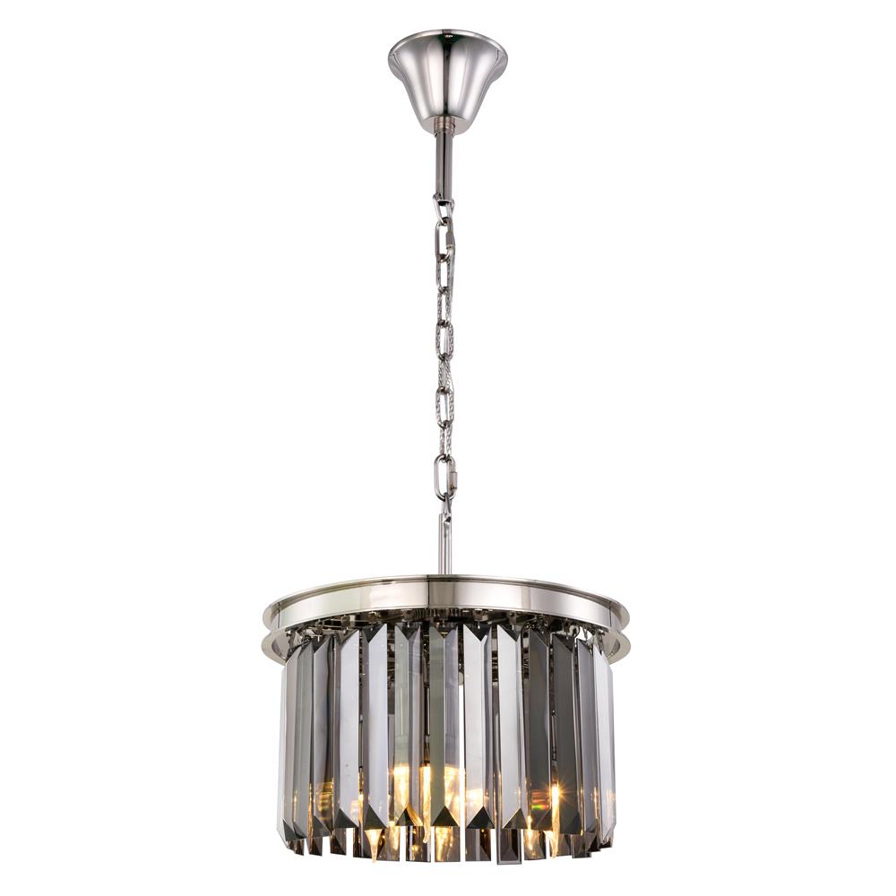 Elegant Lighting 1238D16PN-SS-RC 10.5 x 16 in. Sydney 3 Light Polished Nickel Pendant -  Elegant Furniture & Lighting, 1238D16PN-SS/RC