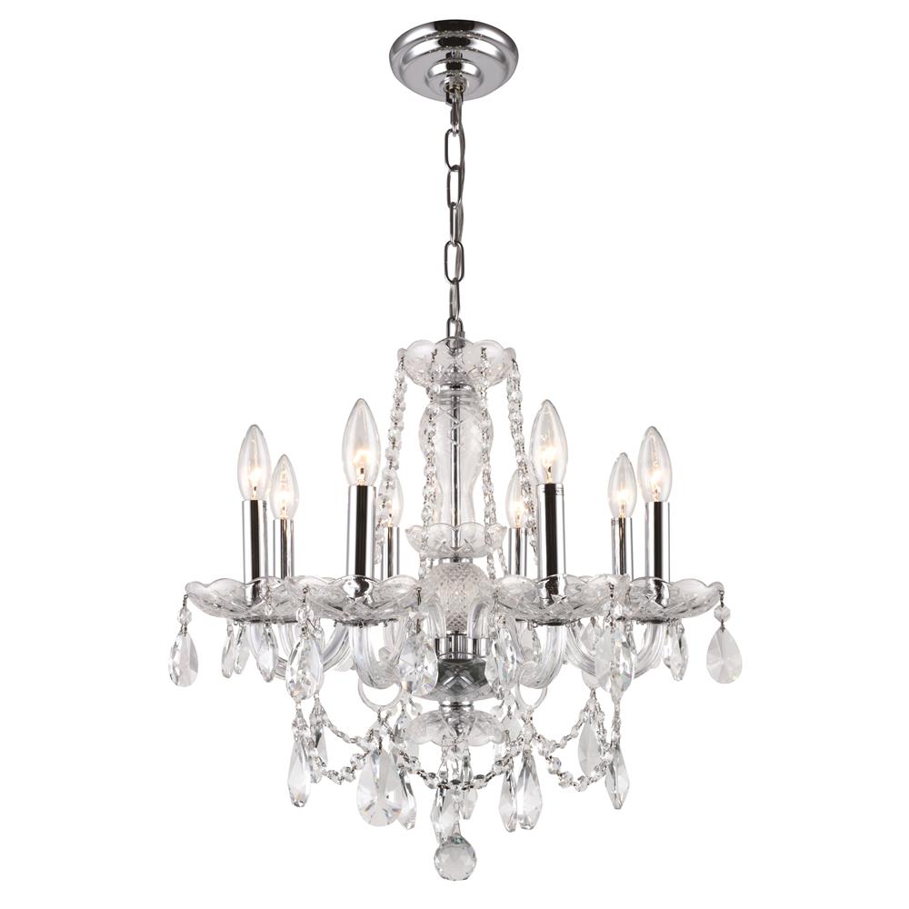 Elegant Lighting V7838D20C-RC 20 x 20 in. Princeton 8 light Chrome Chandelier - Royal Cut Crystals -  Elegant Furniture & Lighting, V7838D20C/RC