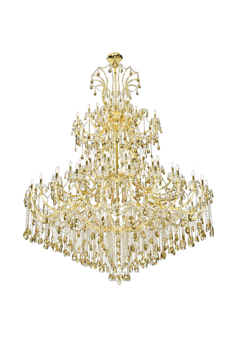 2803G120G-RC Maria Theresa 84 light Gold Chandelier with clear Tear Drop Crystals - Gold - 120in. H x 96in. D -  Lighting Business, LI3479546